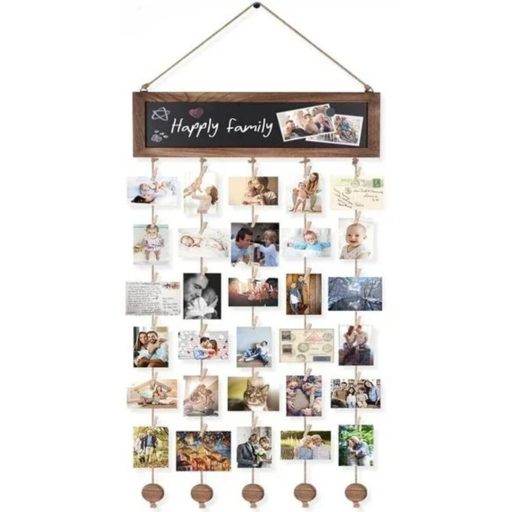Frames Collage Photo Hanging Display Picture Board Wood -Carbonized Black 1-Pac